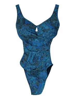Miraclesuit Escape One-Piece Swimsuit Paisley Blue Size 8
